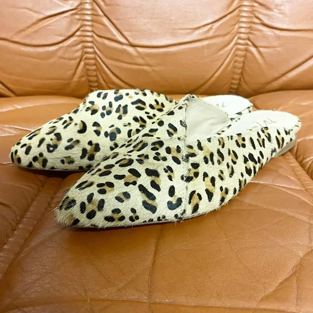 Matisse Womens Size 6 Lana Cheetah Fur Leather Point Toe Mules